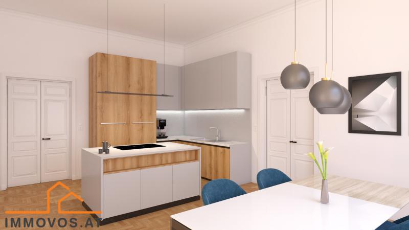 Rendering-Vorschlag für eine geräumige Küche mit Insel