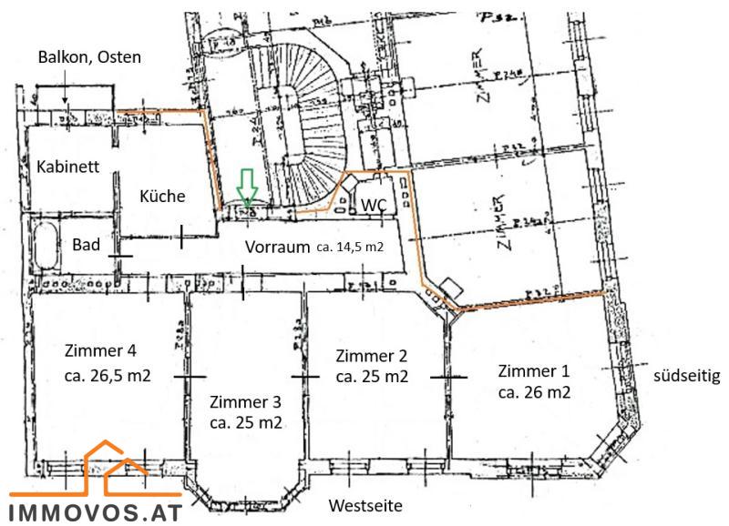 Planauszug mit Beschreibung der Räume