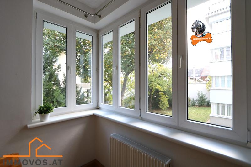 Ausblick in den Garten von der Veranda