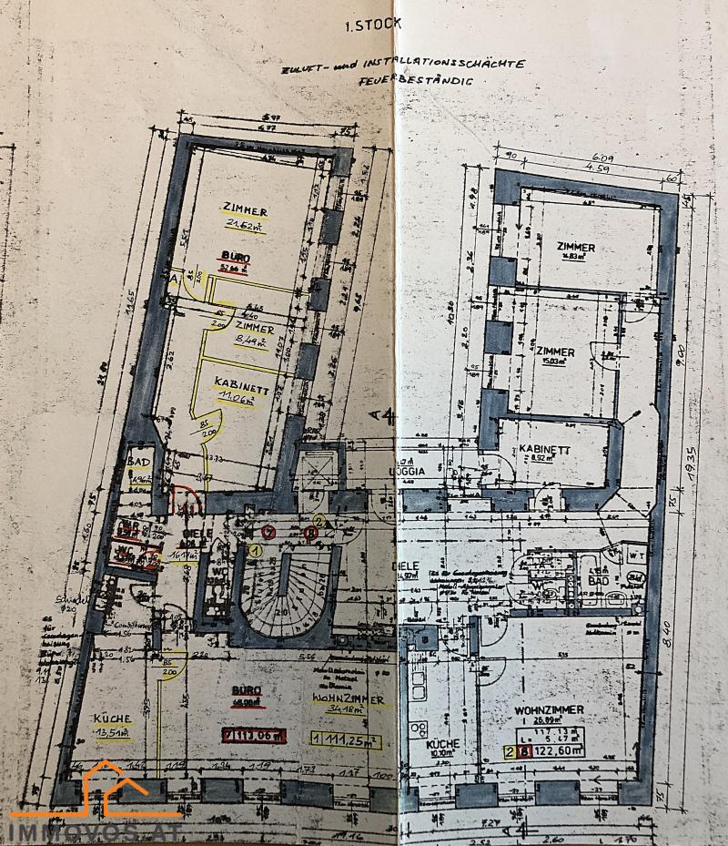 Plan-Variante 2 mit mehreren Zimmern (für die Vermietung)