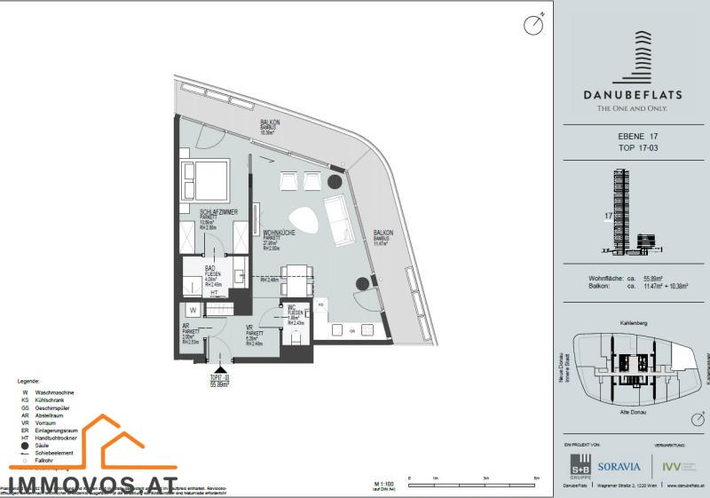 ZU VERKAUFEN: NAHE UNO-CITY *** 2-ZIMMER PANORAMA-APARTMENT IN DEN DANUBE FLATS / / 1220 Wien 22.,Donaustadt / Bild 8
