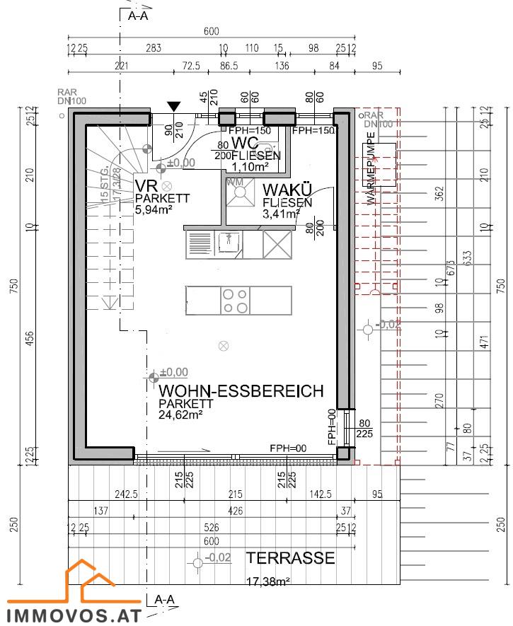 adaptierter Planauszug Ebene 1 (Wohnen)